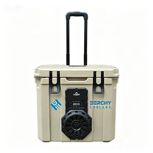 35qt Portable Rotomolded Ice Chest Cooler With Bluetooth Speaker and Pull-Rod Handle Waterproof for Fishing thumbnail-3