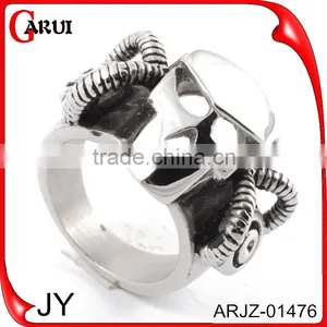 Rings for Men Stainless Steel Silver Ring With Skull Bone thumbnail-1