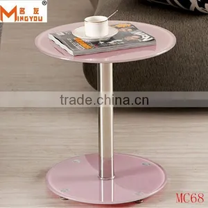 Living Room Glass Top Iron End Table Furniture thumbnail-1