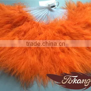 Orange Big Turkey Feather Marabou Hand Fan For Party Dance Decoration thumbnail-5