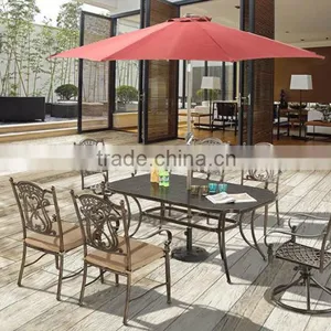 Premium Quality Garden Patio Terrace Deck Cast Aluminum Bronze Living Accents Outdoor Furniture Mosaic Table With Swivel Chairs thumbnail-3