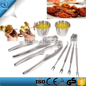 Stainless Steel Seafood Serving Set 8 Piece Included 2 Lobster Crackers ,4 Seafood Forks And 2 Condiment Sauce Cups thumbnail-1