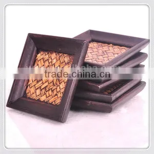 HANDCRAFT COASTER WOODEN NATURAL WOOD SET 6 PCS COFFEE CUP SAUCERS HOME & GARDEN thumbnail-5