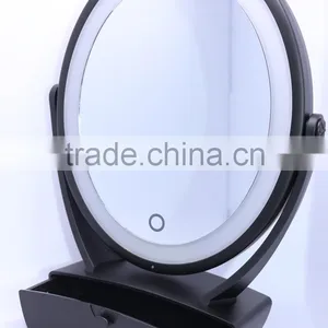 5X Magnifying Lighted Touch Screen Mirror With Organizer thumbnail-2