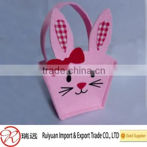 Suppercute Rabbit Printed Felt Easter Basket From China thumbnail-2