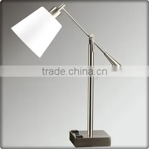 UL CUL Listed Adjustable Brushed Nickel Hotel Desk Light With Electrical Outlet For Bedroom T20282 thumbnail-1