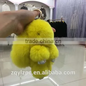 Big Soft Cute Rex Rabbit Fur Toy Keyring Decorate Keychain Trimming for Keys thumbnail-3