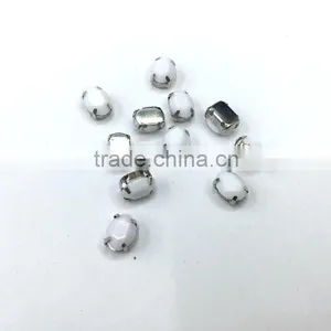 4*6 Oval Acrylic Rhinestone Metal Claw Diamante Bag Gems Sewing on Nail DIY Garment Accessories Jewerly Clear thumbnail-1