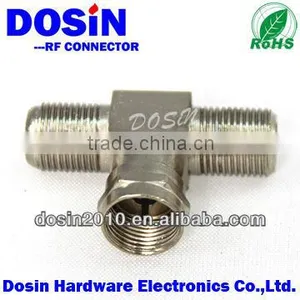 F Connector One Plug to Two Jack Coaxial Adapter thumbnail-1