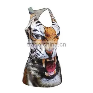 New Womens Tiger Covered Vibrant Native Tribal 3D Print Basketball Vest thumbnail-5