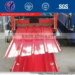 Qinyuan 800mm Width Metal Roofing Tile With Customized,factory Price Coloured Corrugated Galvanized Metal Sheet thumbnail-1