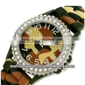 2013 Camouflage Wrist Watch Unisex Swiss Military Watch With Stone thumbnail-1