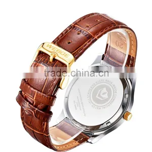 WEIDE 3 Atm Water Resistant Stainless Steel Watches Leather Wrist Straps Gold Men Watch thumbnail-6