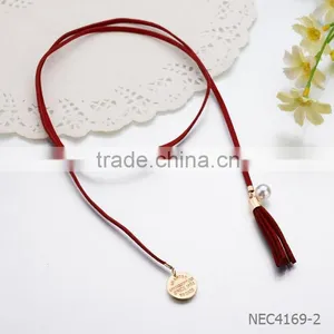2016 Fashion Black Velvet PU Leather Chain Necklace Stretch Tattoo Choker Elastic Tassel Necklaces thumbnail-1