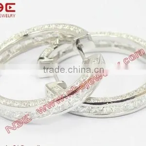 Costume 925 Silver Hoop Earrings,channel Setting Classic Silve Hoop Earrings Jewelry thumbnail-1