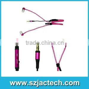 Fashion Colorful Metal Zipper Cable Design Earphone Fashion Earbud With Microphone thumbnail-2