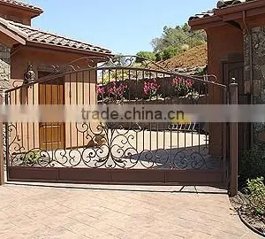House Iron Gate Design Feature Dark Brown Color Iron Sliding Gate Door on .com thumbnail-4