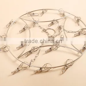 Clips Stainless Steel Clothes Hanger and Stainless Steel Sock Hanger With 20 Clips /stainless Steel Clothes Rack thumbnail-2