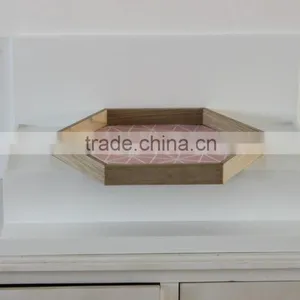Pink Hexagon Thin Wooden Tray thumbnail-2