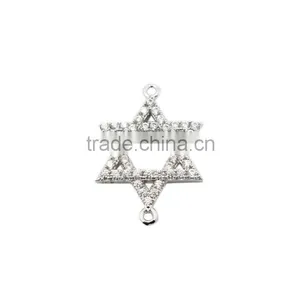 Cheap Wholesale 925 Silver CZ Star of David Charm thumbnail-2