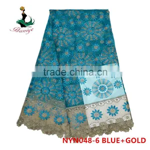 2016 Haniye African Latest Embroidery French Lace Fabric Nigeria French Net Lace Fabric for Dresses/NYN48 thumbnail-6