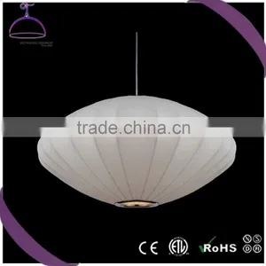 Lantern Style Fabric Shade Simple White Pendant Lamp thumbnail-1