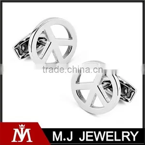Stainless Steel Peace Sign Men's Cuff Links thumbnail-1