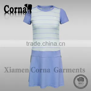 Wholesale High Quality 100% Polyester Women Summer Tennis Sport Knitted One-piece Dress thumbnail-1