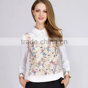 PRETTY STEPS 2016 China Different Types of Blouse Designs Spring New Design Print Casual Lady Blouse thumbnail-2