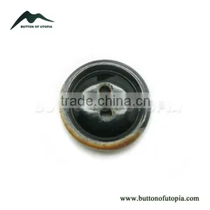 Real Horn Black Buttons Round 4-Hole Buttons for Men's Suits With Burnt Brown Effect thumbnail-1