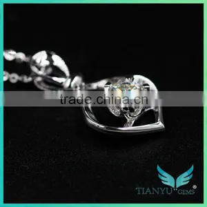 18k White Gold Necklace 7mm Equals Moissanite Net Moissanite Pendant thumbnail-4