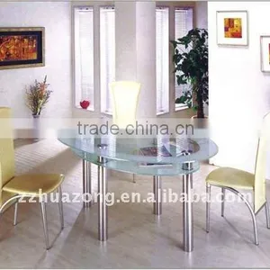 Tempered Glass Steel Dining Table and Chair thumbnail-1