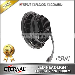7in 60W Dual Sealed Beam Round LED Headlights for Jeep Wrangler Hummer CJ TJ JK Prewired Motorcycle With Halo Angle Eyes thumbnail-3