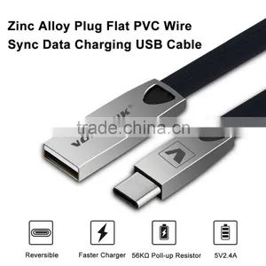 Voxlink 2017 New Zinc Alloy Flat Fast Charging Data Sync Usb Type c Cable for IPhone 6 6s Plus 5s 5 IPad Mini/Samsung/HTC thumbnail-3