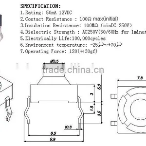 TS*88HS Rubber Tact Switch Cap,8*8*6 PCB 4 Pin Tact Switch^ thumbnail-2