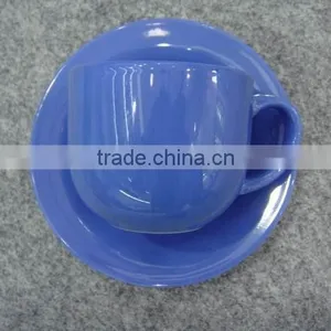 CERAMIC GLAZED COLOR CUP AND SAUCER thumbnail-1