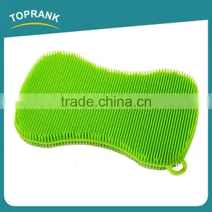 Toprank Hot Selling Heat Resistant Colourful Kitchen Cleaning Brush Pot Pan Dish Bowl Wash Scrubber Pad Silicone Dish Brush thumbnail-2