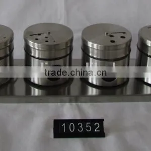 6 Pieces Mat Shinning Stainless Steel Coated Empty Spice Jars With Stand thumbnail-3
