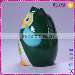 Ceramic Glazed Home Decoration Owl Shape Piggy Bank thumbnail-2