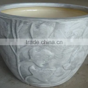 Indoor Wash Vase - Indoor Pottery With Round Rim and Pattern Outside thumbnail-1