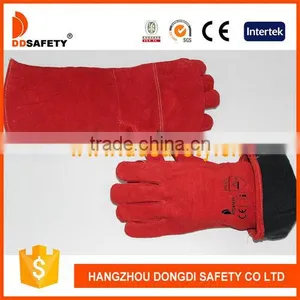 DDSAFETY 2017 Red Cow Split Welding Gloves With Full Lining thumbnail-3