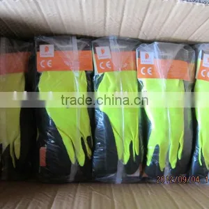 DDSAFETY Hot Sale 13 Gauge Fluorescent Nylon Liner With Black Latex Gloves thumbnail-3