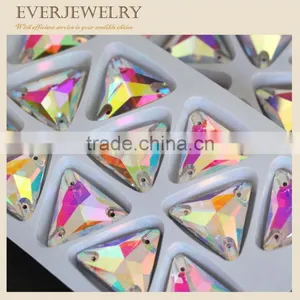 Sewing on Triangle Rectangle Crystal Stone Crystal AB 14 16 18 20 mm thumbnail-1