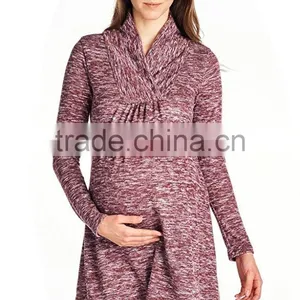 Fancy Women Clothing Wholesale Pregnant Clothes Sweater Knit Maternity Long Sleeve Tunic Top Latest Color Combination Sweater thumbnail-2