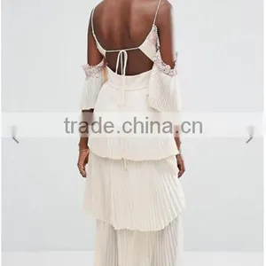 Guangzhou Clothing OEM Embroidered Embellishment Layered Pleated Skirt Dress Patterns Of Latest Fashion Design thumbnail-2