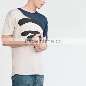 Short Sleeved Round Neck Man T-shirt With Face Printed Blend Fine Jersey Mens O-neck Eco t Shirt thumbnail-3