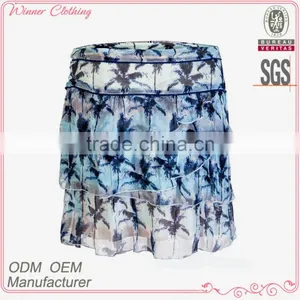 2015 Hot Sale Fashion Short Skirt Print Tidred Ruffle Trendy Designer Ladies Skirts thumbnail-1