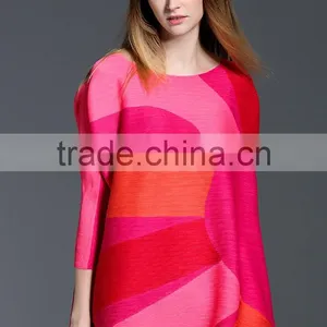 Gored Bright Color Large Size Women Plicated Dresses Wholesale thumbnail-5