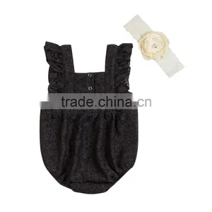 Wholesale Fashion Newborn Baby Girls Pink Lace Romper Infant Bodysuits Adorable Lace Kids Rompers thumbnail-6