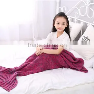 Bulk Wholesale Hotsale Acrylic Children Blankets Mermaid Tail Blanket thumbnail-2
